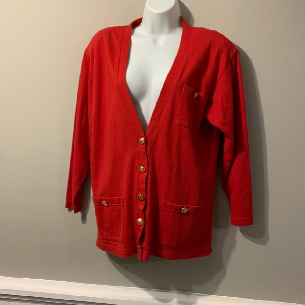 Tabi international red button down cardigan for women, pure cotton size small